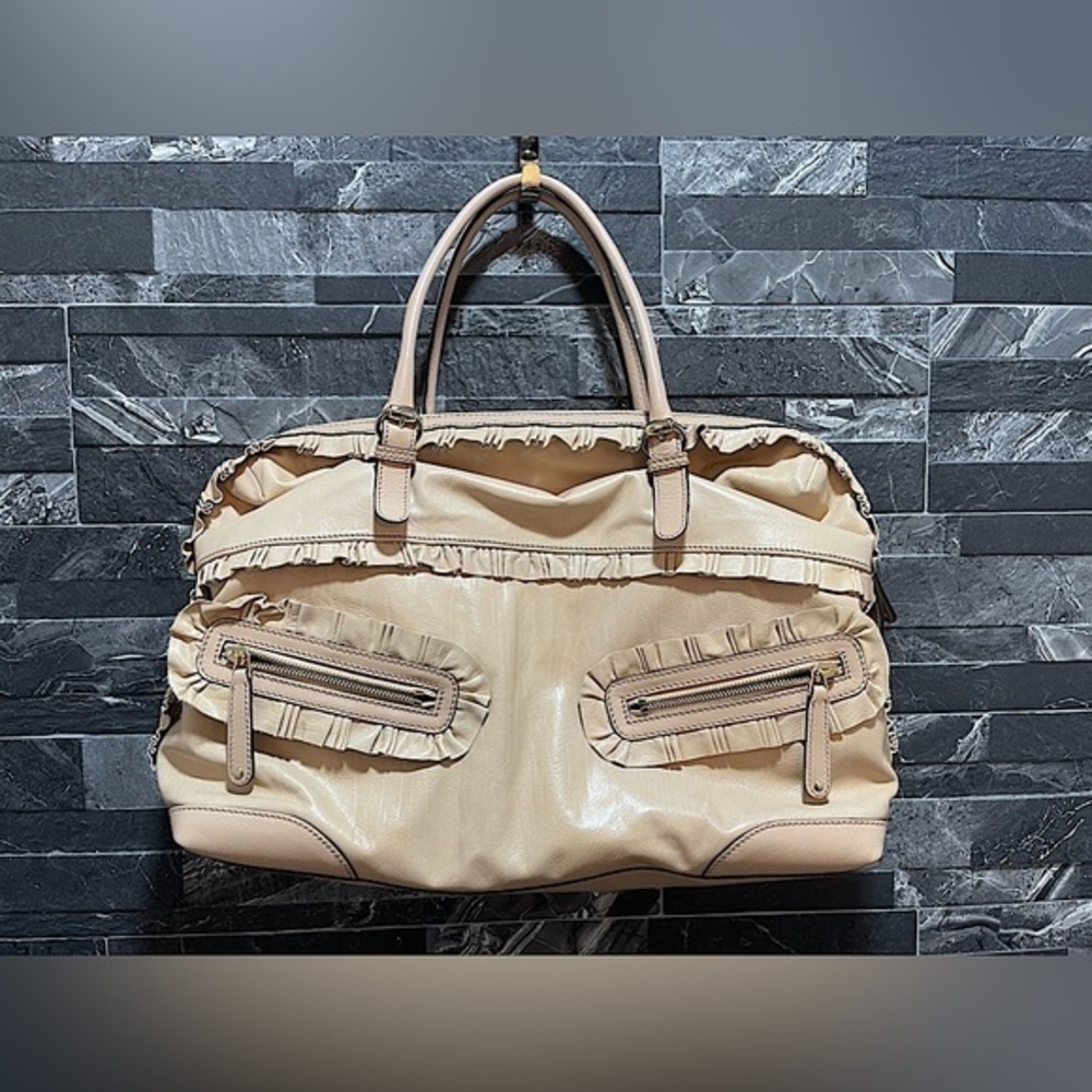 GUCCI Calfskin Leather Ruffles Sabrina Tote